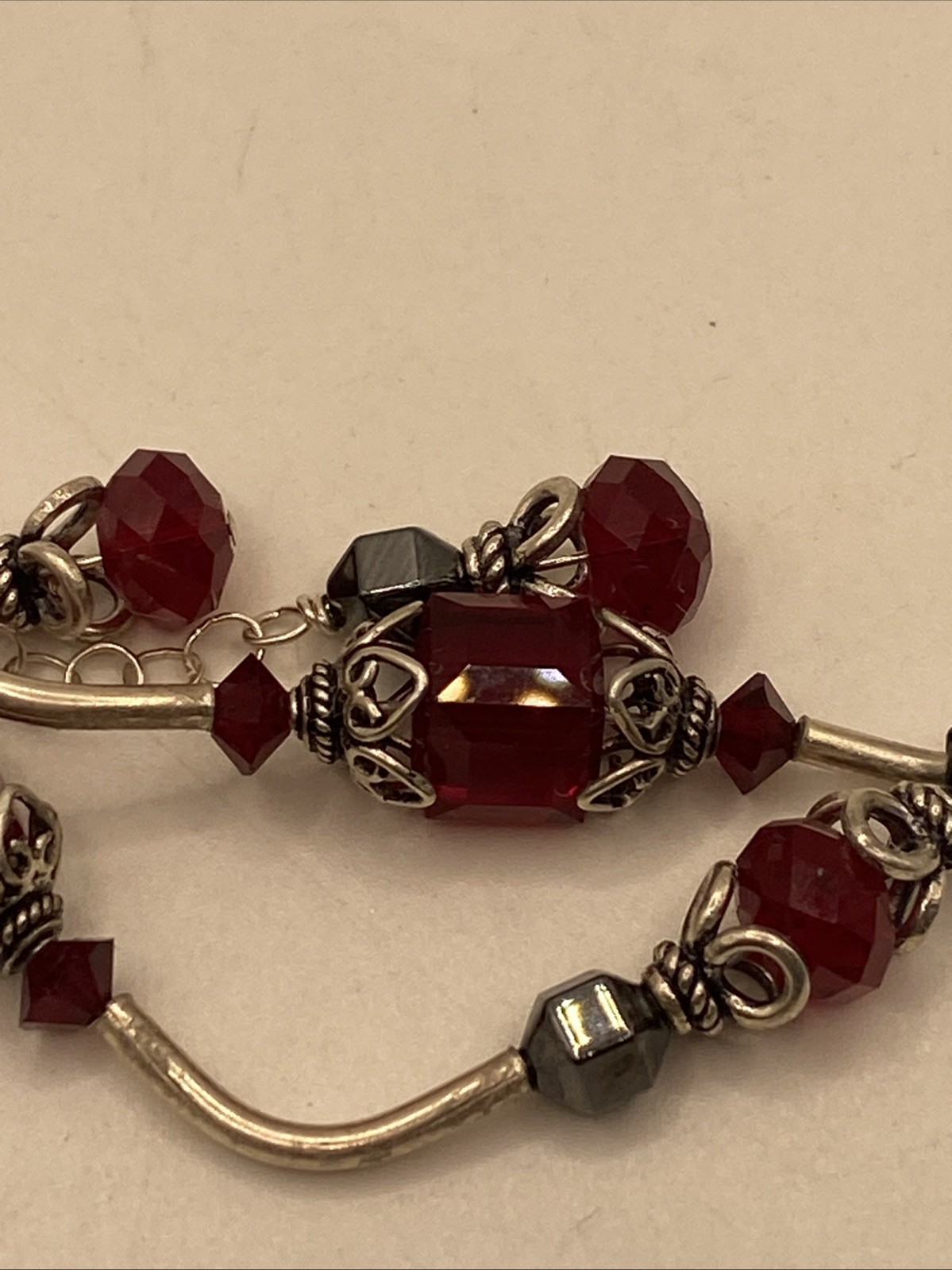 Bracelet, 925 Sterling Silver with Ruby Crystal C… - image 9