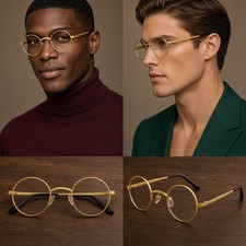 Round Glasses Gold Frame Clear Lens Costume Cosplay Men's Fashion Round Eye Wear