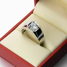 Round Cut Simulated Diamond Stunning Wedding Band Ring In 14k White Gold Plated