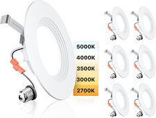 5/6 Inch 5CCT LED Can Lights 6 Pack, Retrofit Led Recessed Lighting, Baffle Trim