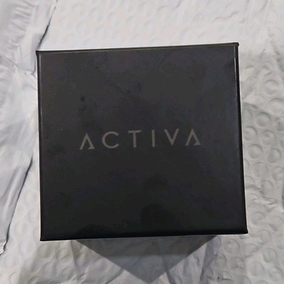 Activa Visual Dual Time Men's Sport Wristwatch Silver Metal Band Black Dial Box