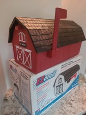 Barn House Mailbox Large Plastic Black w/Red ...