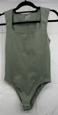 OQQ Bodysuit Sexy Ribbed One Piece Square Neck  Women's XL Green EUC