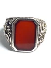 XL Vintage Silver 835 Carnelian Agate Mens Signet Ring Size T E563