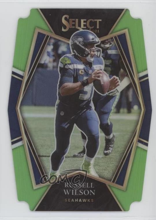 2021 Select Premier Level Neon Green Prizm Die-Cut /349 Russell Wilson #130 09ai