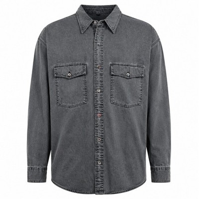Zanella Button Down Mens XL Charcoal Grey Vintage 90s Rayon Cotton 4D101