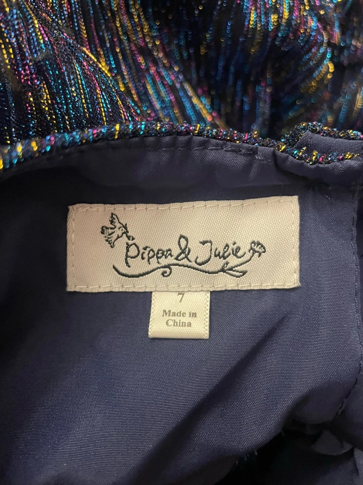 Vestido Pippa And Julie Niñas’ Azul Marino Ocasión Especial Talla 7 Foto 3 de 4