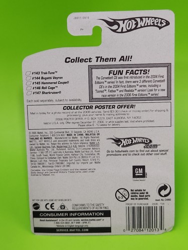 Hot Wheels 2006 Prima Edizione Serie - Chevrolet Corvette C6 - #154 Vgc Pkg - Foto 3 di 3