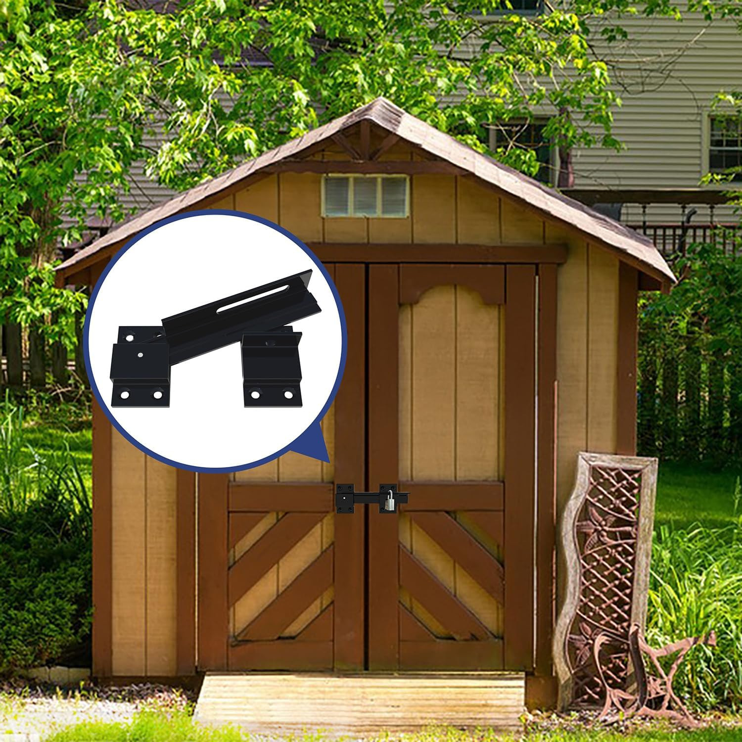 Flip Gate Latch Lock with Padlock Hole, Aluminum Alloy Adjustable Door Latch Bar