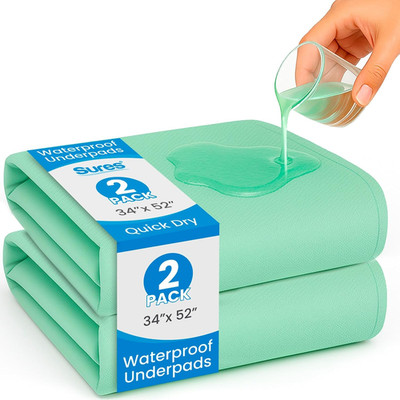 Sures Washable, Waterproof Bed Pad & Mattress Protector for Incontinence (34'' X