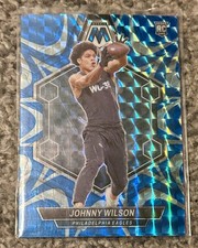 2024 Panini Mosaic - Rookies Johnny Wilson #396 Reactive Blue Mosaic Prizm (RC)