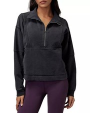 Spiritual Gangster Shay Cotton Half Zip Sweatshirt Black Medium