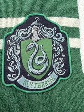 Harry Potter slytherin green House Knit scarf Green White Striped Fringe Acrylic