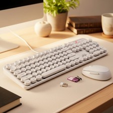 Retro Round Keycaps Wireless Keyboard and Mouse Set - Comfort and Style Combined