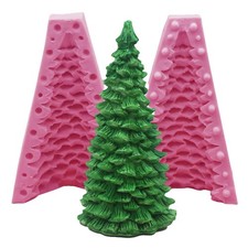 3D Christmas Tree Silicone Candle Mold for Making, Xmas Large, Pink 
