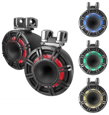 2 KICKER KMTC11 HLCD 11'' 600w Horn-Loaded LED Wakeboard Tower Speakers 44KMTC114
