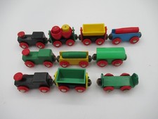 Wooden Train Set Vintage Mixed Lot of 10 Pieces Magnetic Engine Cars Brio/Thomas