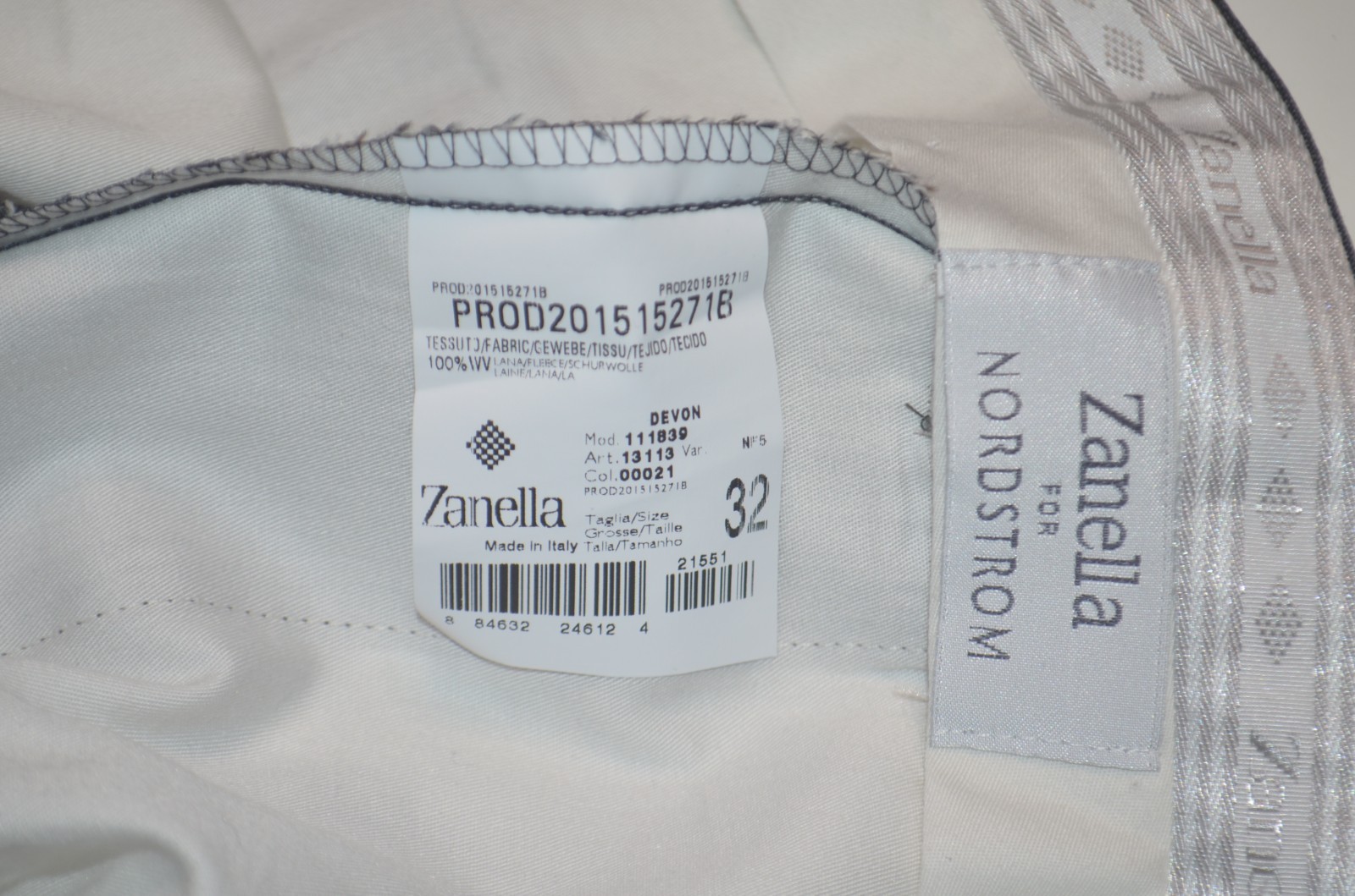 ZANELLA Devon 100% Wool Gray Flat Front Dress Pan… - image 3