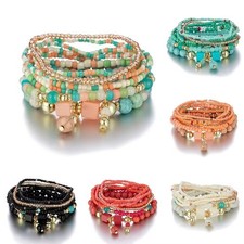 8PCS Boho Colorful Beaded Bracelet Set Handmade Stackable Bracelets Women