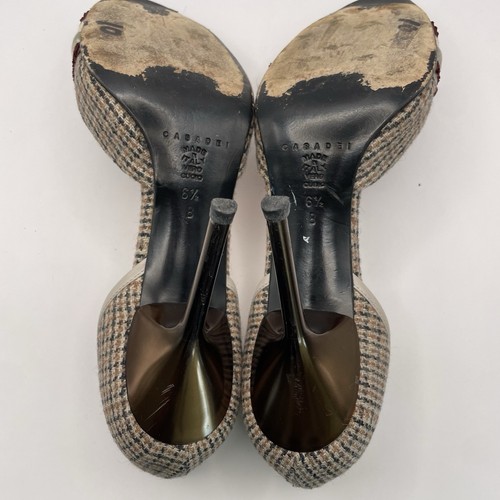 CASADEI Vintage Size 6.5 Houndstooth High Heels Pointed Toe Stiletto Slip On - Picture 6 of 8