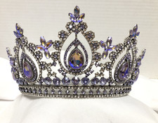 AB Crystal Silver Tone Tiara Lavender