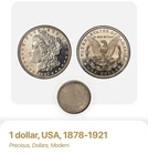1887 Morgan Silver Dollar $1 Coin 0.9 Fineness Silver Philadelphia Circulated