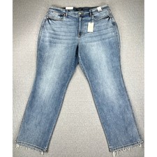 New Judy Blue Dad Jean Women 22W Blue Mid Rise Distressed medium light wash