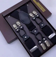 New Adult Men's 6 Clip Suspenders Adjustable Elastic Y-Shaped Formal Wear No Box