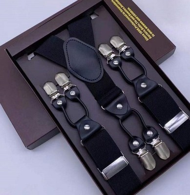 New Adult Men's 6 Clip Suspenders Adjustable Elastic Y-Shaped Formal Wear No Box