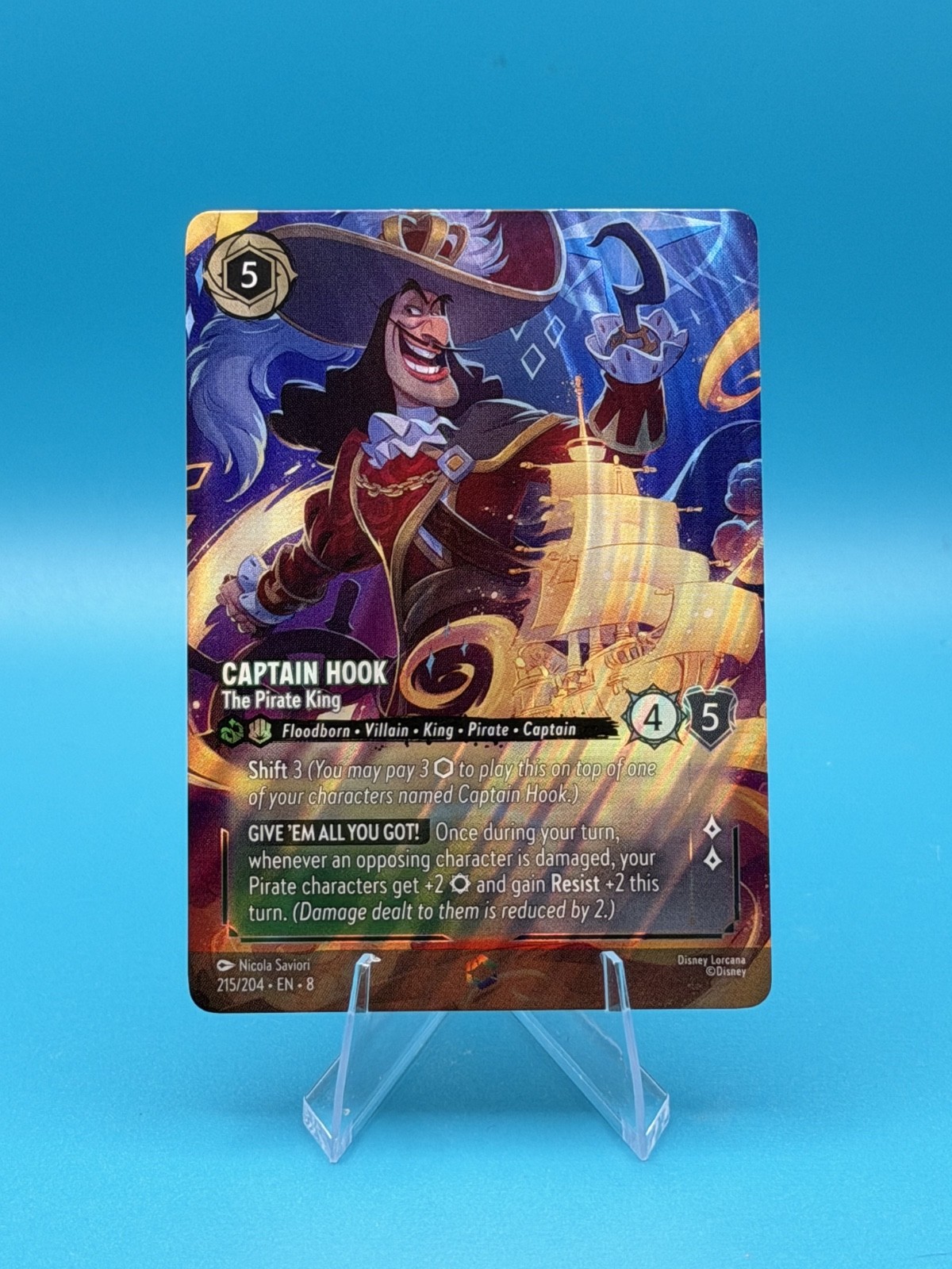 Disney Lorcana Captain Hook The Pirate King Enchanted 215/204 Reign of Jafar NM