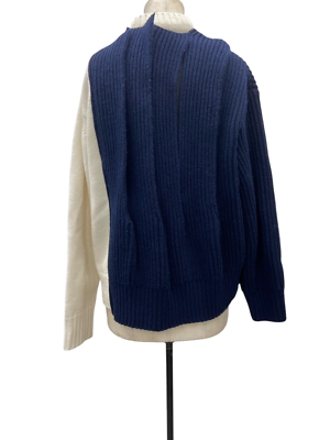 Sacai Wool Knit Blouson Zip-Up Bicolor Navy White Size 1 23-06959