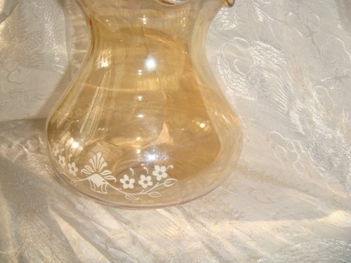 Smokey tinted glass electric lamp shade with a wavy rim applied floral decor. - Picture 8 of 9