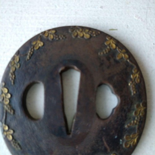 Japanese Antique Tsuba of Katana Samurai Sword Guard Iron Rare Design 73-E10 - Picture 2 of 10