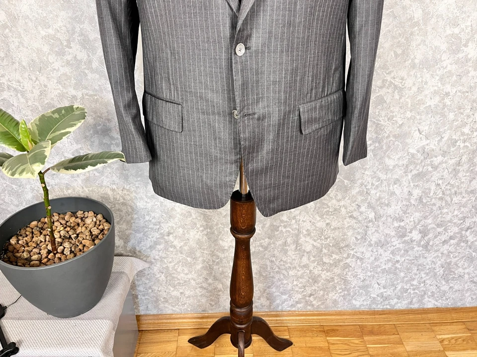 Traje formal de 2 piezas de lana a rayas italiana a mano D'Avenza 44 EU 54 W35 L30 Foto 4 de 4
