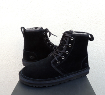 UGG Harkley Ankle Boots Men’s Size 7 Black Suede Wool Lined‎ Winter Lace Up Men main image 2