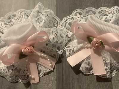 Romany Baby Shawl - Pink/Blue/White Lace Trim With Boxing Gloves Design, Handmade Acrylic Blanket