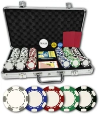 DA VINCI Set of 300 11.5 Gram 6-Spot Chips with Aluminum Case and Plastic Cards
