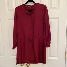 Uniqlo Dress Drawstring Shirt Dress Size XS Burgundy Wine
