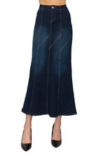 Women's Juniors/Plus Size Stretch Denim Long Mermaid Silhouette Skirt