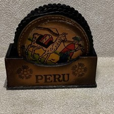 Peru Leather Custom Drink Coasters