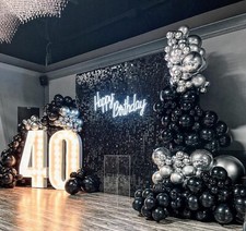 Black Shimmer Wall Backdrop - 24 pcs Decorations Panel  Wedding, Birthday, A...