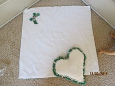 Coperta Passeggino-Coperta-Coperta Neonato-Coperta Gattonare-Cuscino Cuore-Bianco-Verde Bordata-Nuova