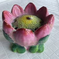 Vintage Porcelain Pink Lotus Flower Frog      