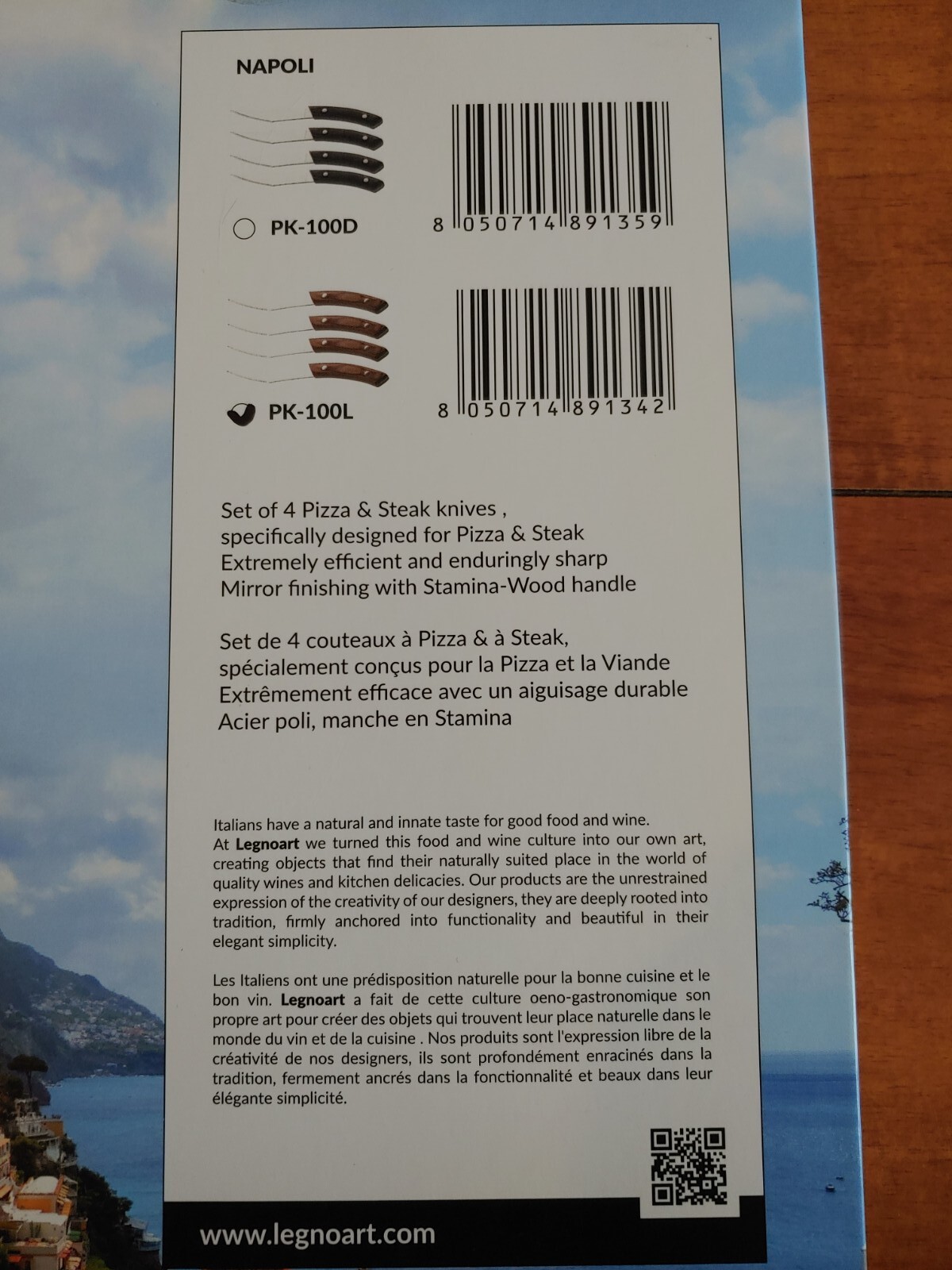 Legnoart Napoli 4Piece Stainless Steel Pizza and Steak Knife 4 Pc Set