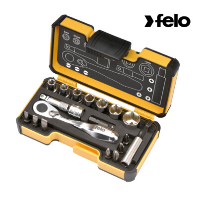 Felo - XS 18 - Werkzeugsatz 1/4 mit Miniratsche 18-tlg. PH/PZ/TORX /SW/MS/BH -