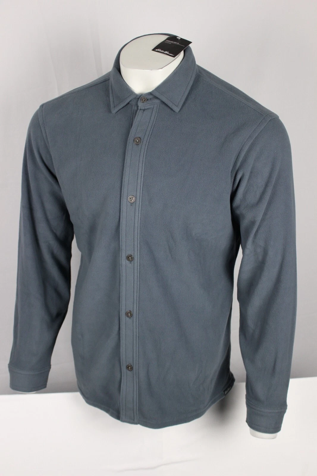 Eddie Bauer Men's Microfleece Shirt Jacket Button Up Winter Blue Long Sleeve
