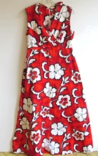 Vintage Woman's Dress Hawaiian Fashions SEARS SZ 14 Cotton Barkcloth