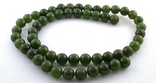 6.5mm AAA Round Natural Canadian Green Jade Beads 13 Inch Strand JB14
