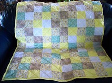 Handmade Baby's Crib Quilt Featuring Baby Chicks  Coord. Prints, 39.5" x 45"