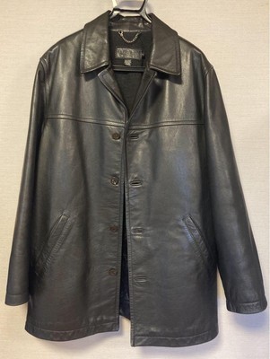 美品XL✨'90s J.CREW LEATHER CARCOAT BLACK 90s J.CREW Black Leather Carcoat